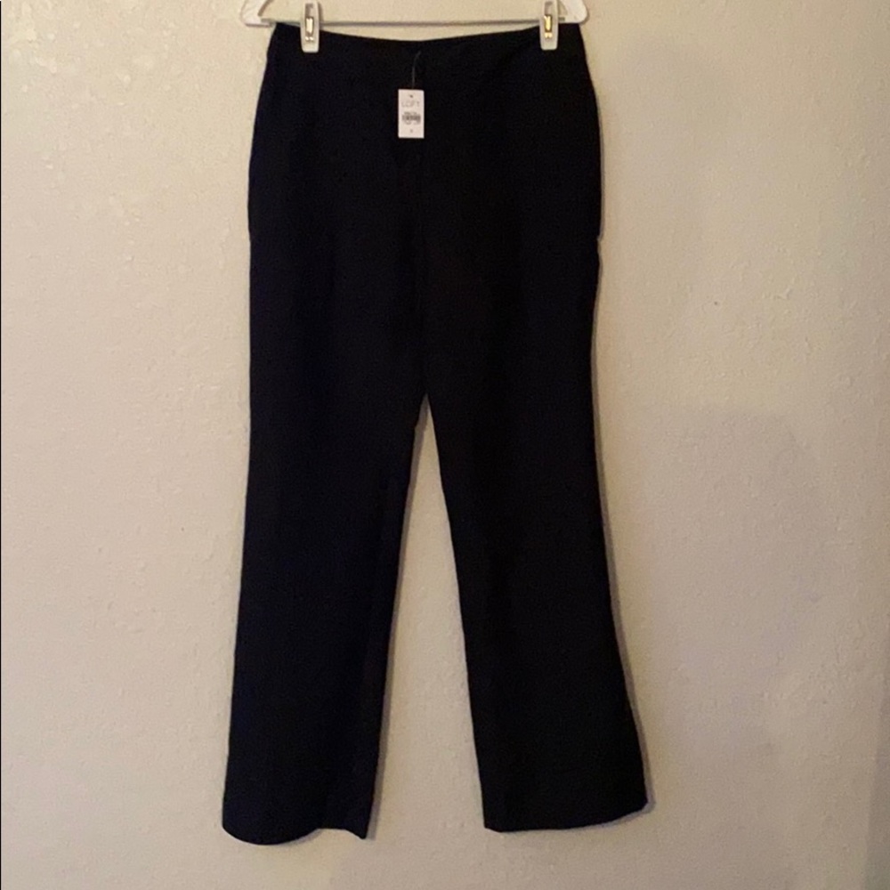 Loft Black Linen Straight Leg Pants Size 0